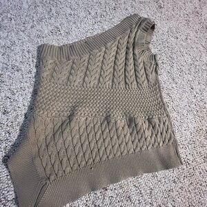 SHEIN Medium asymmetry oatmeal cropped sweater.